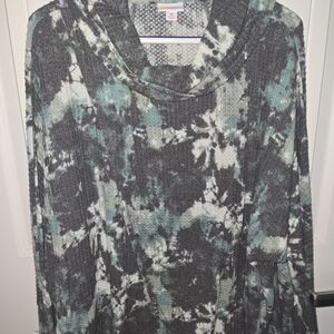 LuLaRoe Gray and Teal Cowl Neck Sweater